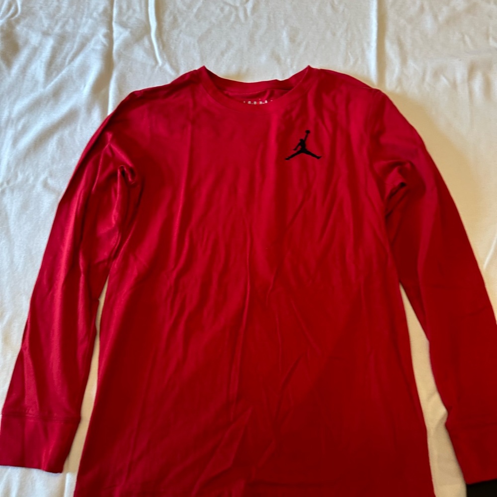 Boys Long Sleeve Jordan with Black Jumpman in red- Boys Large NWT